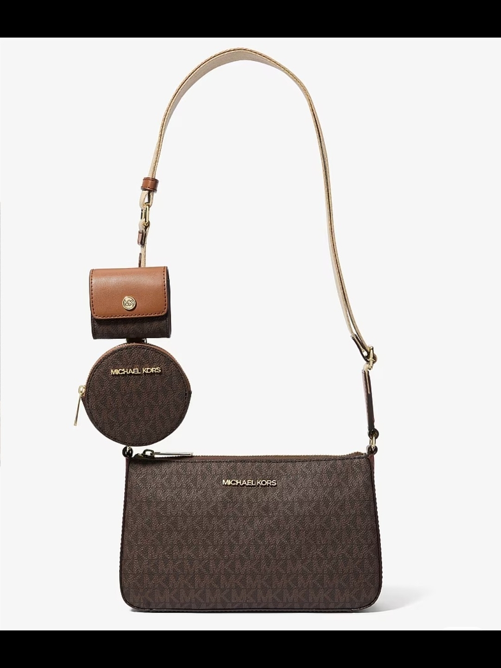Michael Kors Brown Jet Set Crossbody with Tech Attachments